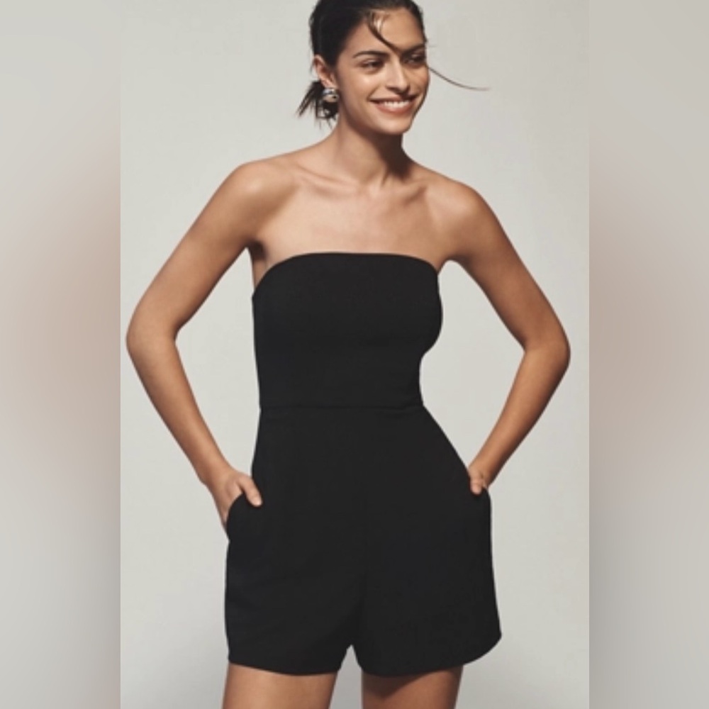 NWT Hutch (Anthropologie) strapless black romper size L